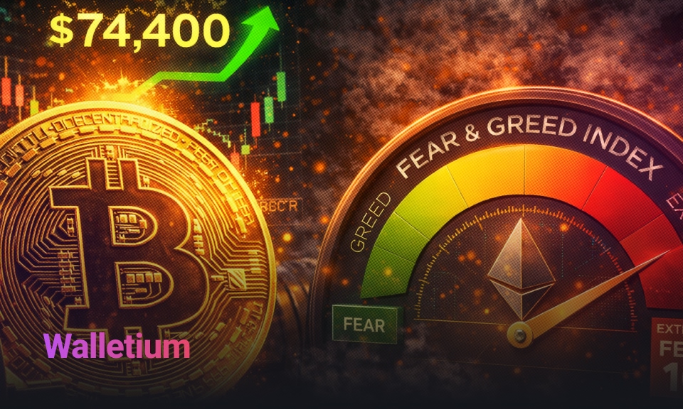 مؤشر الخوف والطمع للبيتكوين: السعر يصل إلى 74,000 دولار